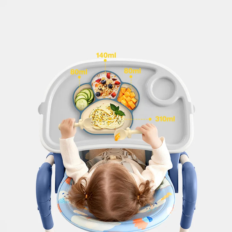 Toosly conjunto 6 pçs conjunto de pratos das crianças conjunto bebê silicone utensílios de mesa otário tigela babador copo garfo colher conjunto infantil suprimentos bpa livre