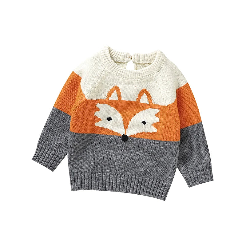 Toosly suéteres de bebê de malha roupas de criança recém-nascida moda listrado bonito raposa topos outerwear infantil meninas meninos pulôver manga longa outono
