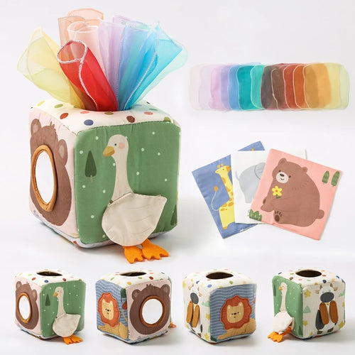 Toosly brinquedo montessori bebe brinquedo algodão caixa de tecido mágico dedo exercício ocupado jogo de tabuleiro brinquedo educativo chocalho macio jogo pano livro presente