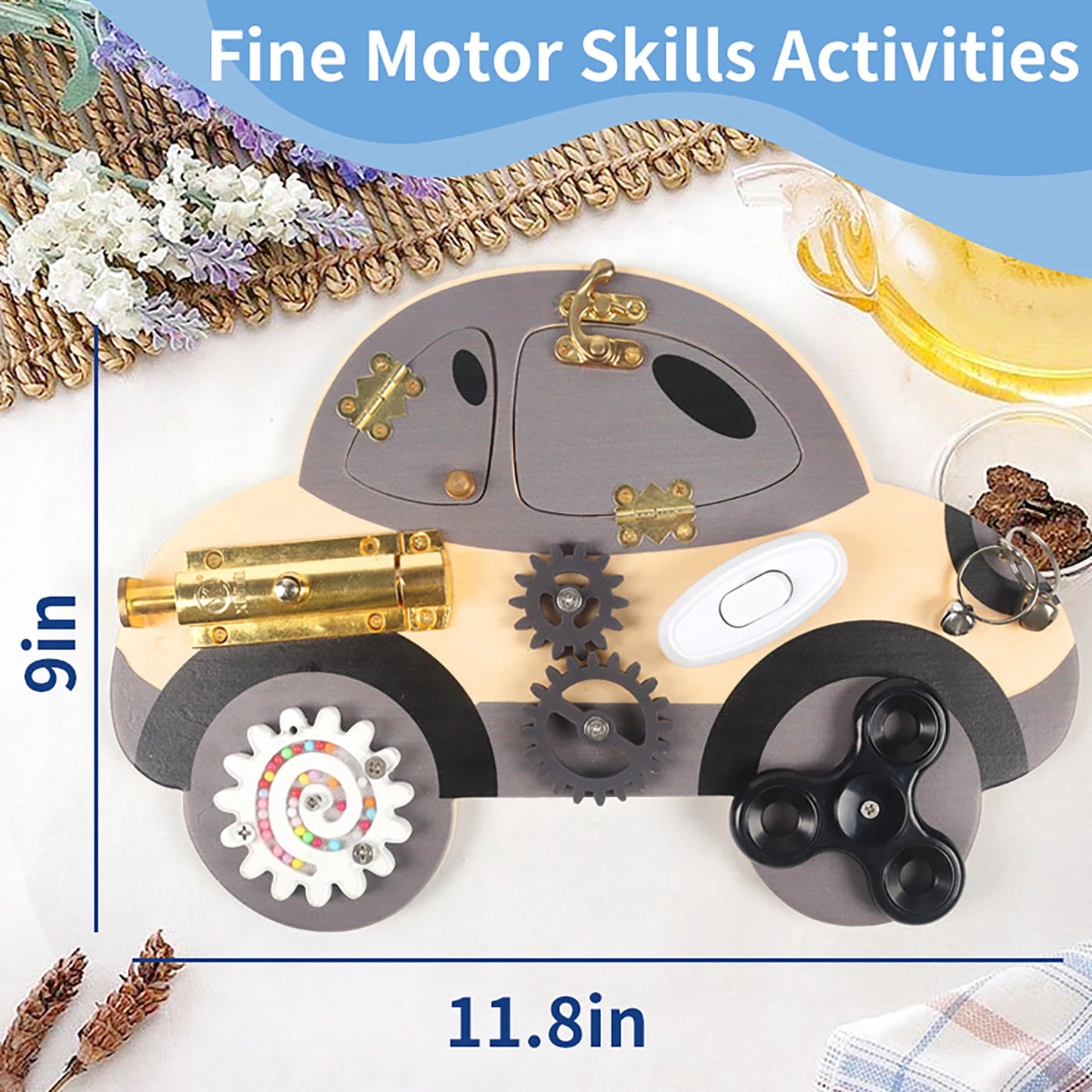 Brinquedo montessori, volante de madeira, placa ocupada, brinquedos sensoriais de madeira para crianças, viagens pré-escolares, atividades de aprendizagem