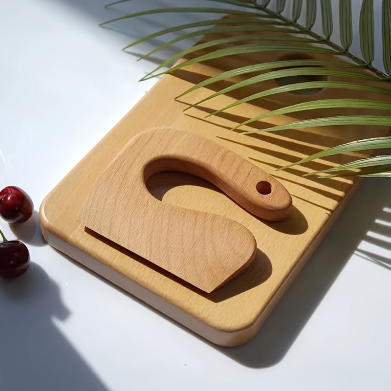 Faca de madeira de Zelkova elegante para frutas e legumes - Durável, lavável e resistente ao calor, perfeita para cortar frutas, legumes, tortas e pizzas, ideal para iniciantes e cozinheiros experientes, utensílios de cozinha | Utensílios de cozinha elegantes | Ferramenta de corte durável, prato de corte de frutas