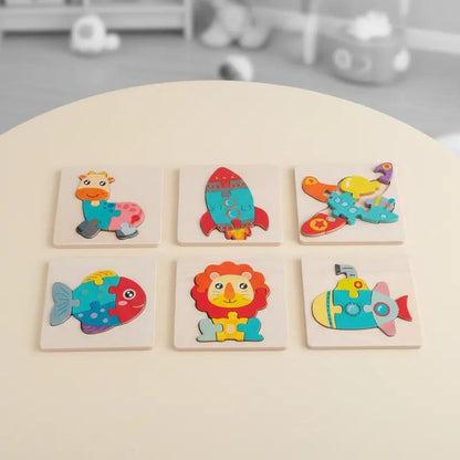 Tabuleiro Didático Educativo Quebra Cabeça de Encaixe de Madeira 11x11cm