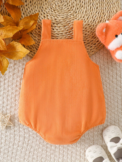 Macacão de Cordão com Alças Tridimensional de Raposa, um Versátil e Adorável Onesie para Bebés Adequado para Todas as Estações, para Exterior
