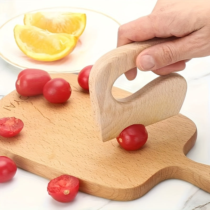 Faca de madeira de Zelkova elegante para frutas e legumes - Durável, lavável e resistente ao calor, perfeita para cortar frutas, legumes, tortas e pizzas, ideal para iniciantes e cozinheiros experientes, utensílios de cozinha | Utensílios de cozinha elegantes | Ferramenta de corte durável, prato de corte de frutas