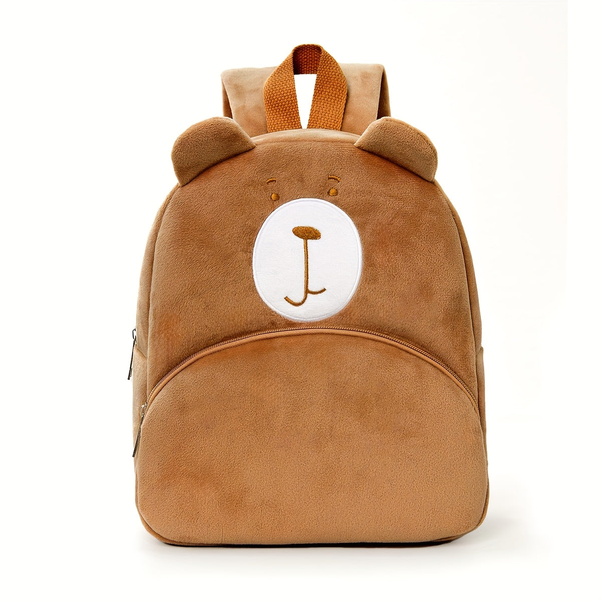 Mochila Fashion Bordada com Cara de Urso de Peluche | Macia, Fecho de Zíper, Alça Ajustável, Bolso Utilitário, Ideal para Uso Diário, Viagens e Presentes