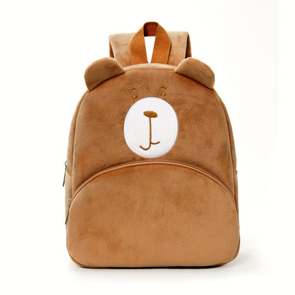 Mochila Fashion Bordada com Cara de Urso de Peluche | Macia, Fecho de Zíper, Alça Ajustável, Bolso Utilitário, Ideal para Uso Diário, Viagens e Presentes