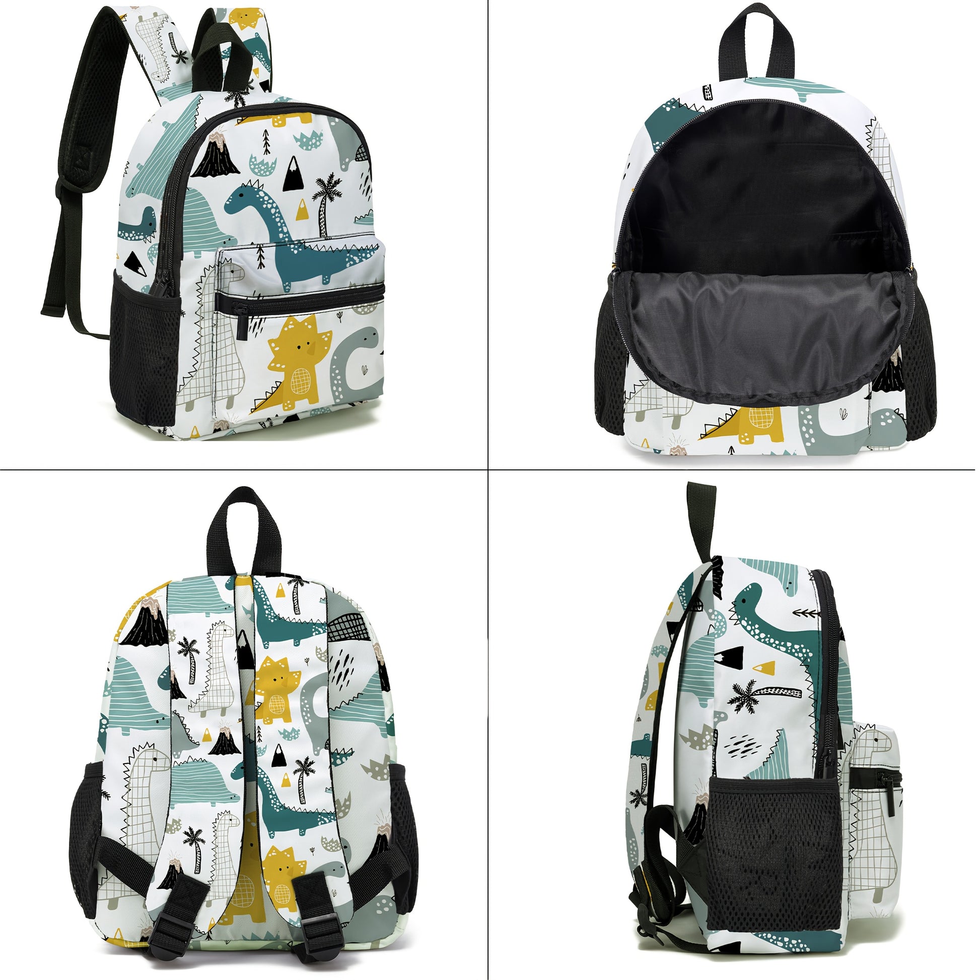 Mochila de dinossauro - Bolsa de poliéster colorida com alças ajustáveis, estampado divertido de dinossauro, leve e durável, perfeita para saídas