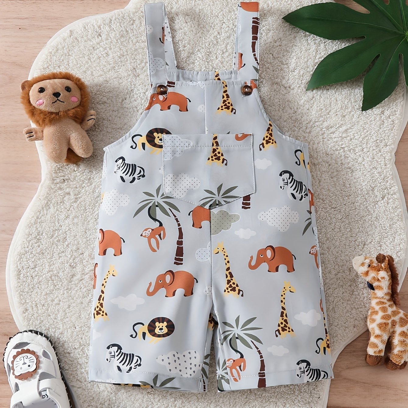 Explore o mundo com o Macacão Divertido com Estampas de Animais. Conforto e estilo para bebês. Toosly: carinho em cada detalhe.