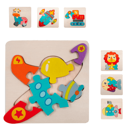 Tabuleiro Didático Educativo Quebra Cabeça de Encaixe de Madeira 11x11cm