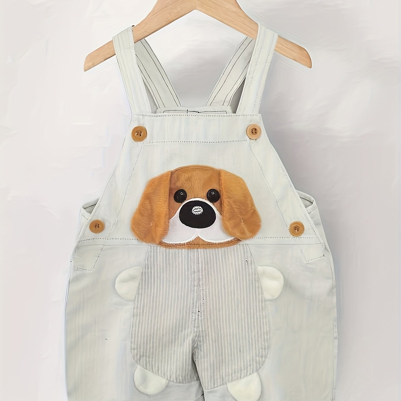 Macacão com Bordado de Cachorro para Bebês