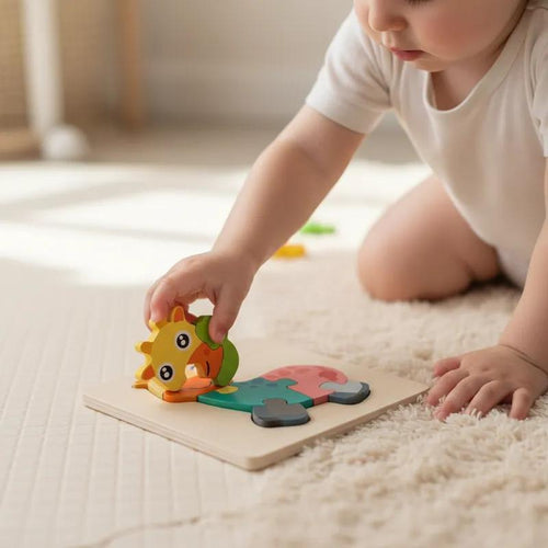 Tabuleiro Didático Educativo Quebra Cabeça de Encaixe de Madeira 11x11cm