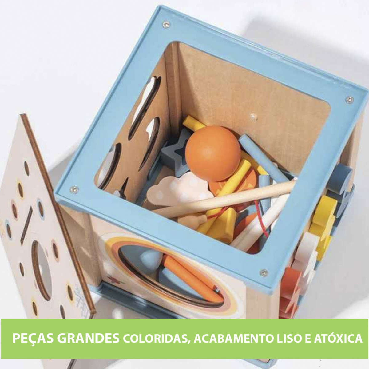 Cubo Atividades Montessori | Madeira Pesca Magnética, Ábaco, Relógio, Encaixe Formas | Educativo