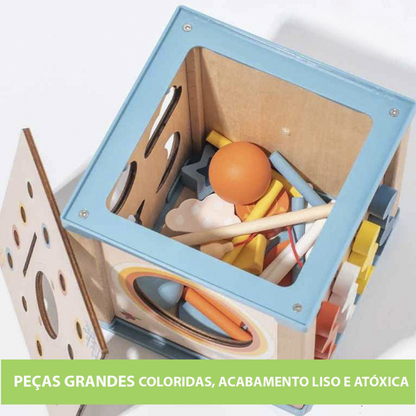 Cubo Atividades Montessori | Madeira Pesca Magnética, Ábaco, Relógio, Encaixe Formas | Educativo