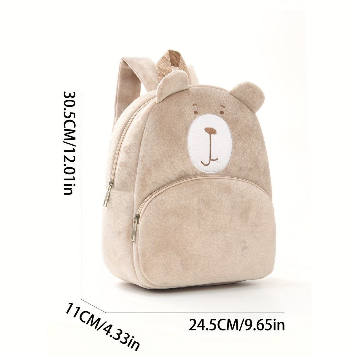 Mochila Fashion Bordada com Cara de Urso de Peluche | Macia, Fecho de Zíper, Alça Ajustável, Bolso Utilitário, Ideal para Uso Diário, Viagens e Presentes