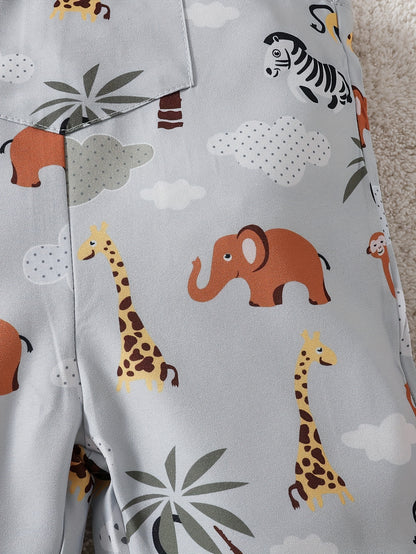 Explore o mundo com o Macacão Divertido com Estampas de Animais. Conforto e estilo para bebês. Toosly: carinho em cada detalhe.