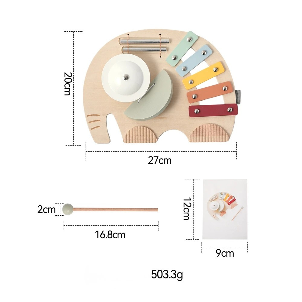 Explore o Xilofone Montessori de Elefante da Toosly. Brinquedo musical feito de madeira que une diversão e aprendizado com segurança.