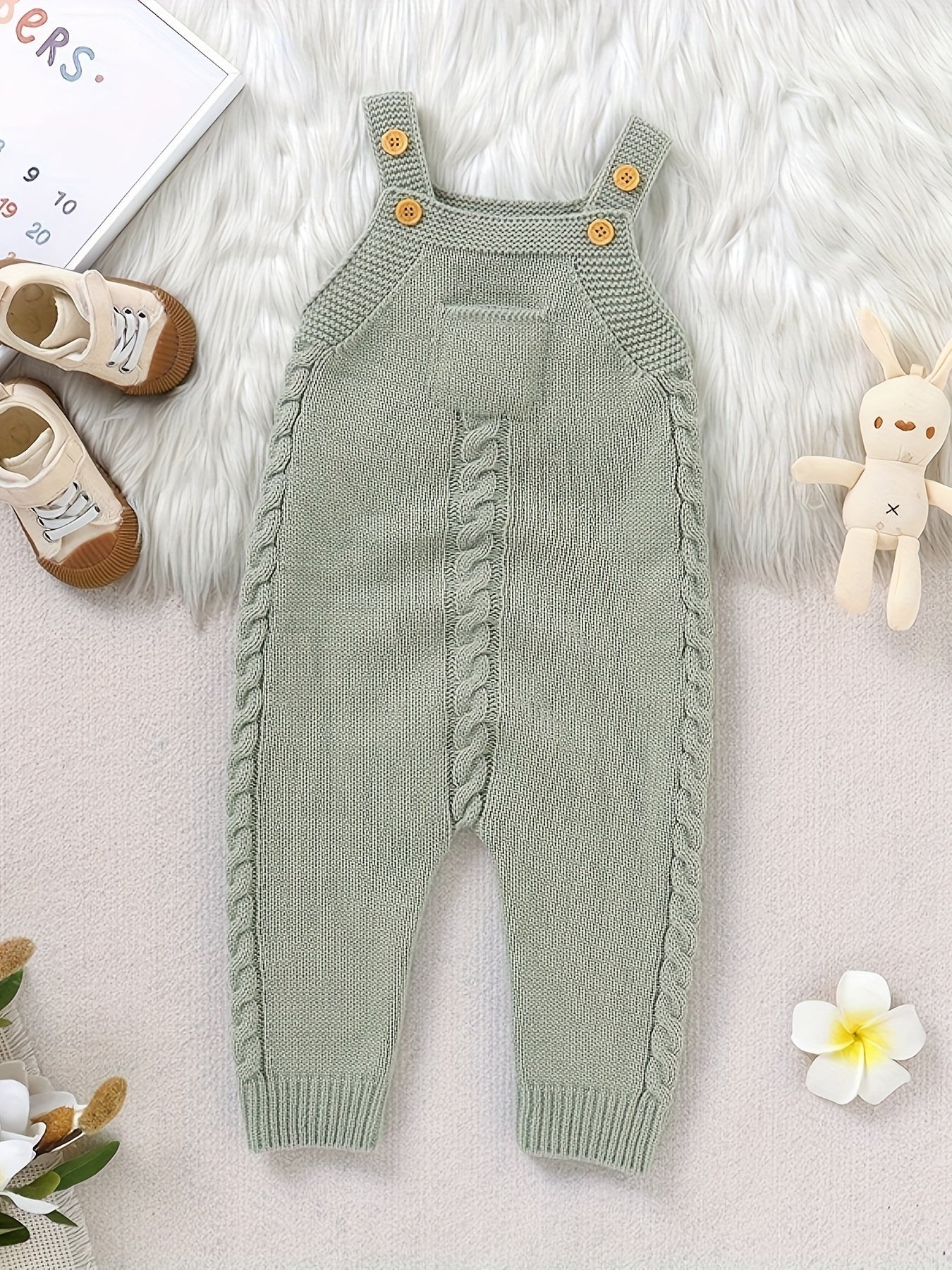 Macacão de tricô de cor sólida para bebê, para meninos bebês e crianças pequenas, para outono e inverno