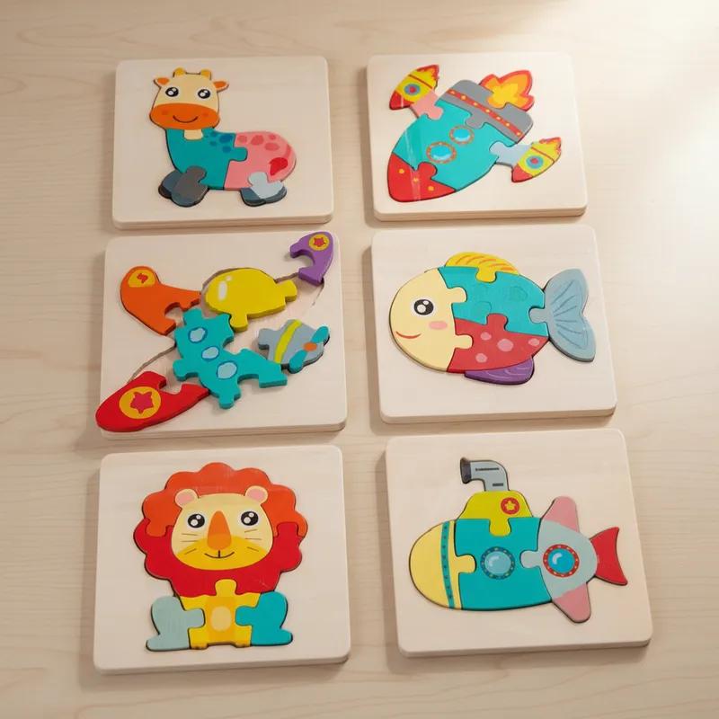 Tabuleiro Didático Educativo Quebra Cabeça de Encaixe de Madeira 11x11cm