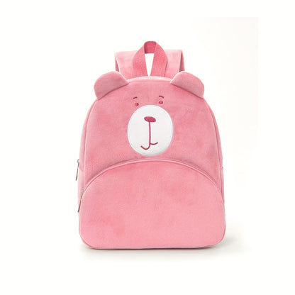 Mochila Fashion Bordada com Cara de Urso de Peluche | Macia, Fecho de Zíper, Alça Ajustável, Bolso Utilitário, Ideal para Uso Diário, Viagens e Presentes