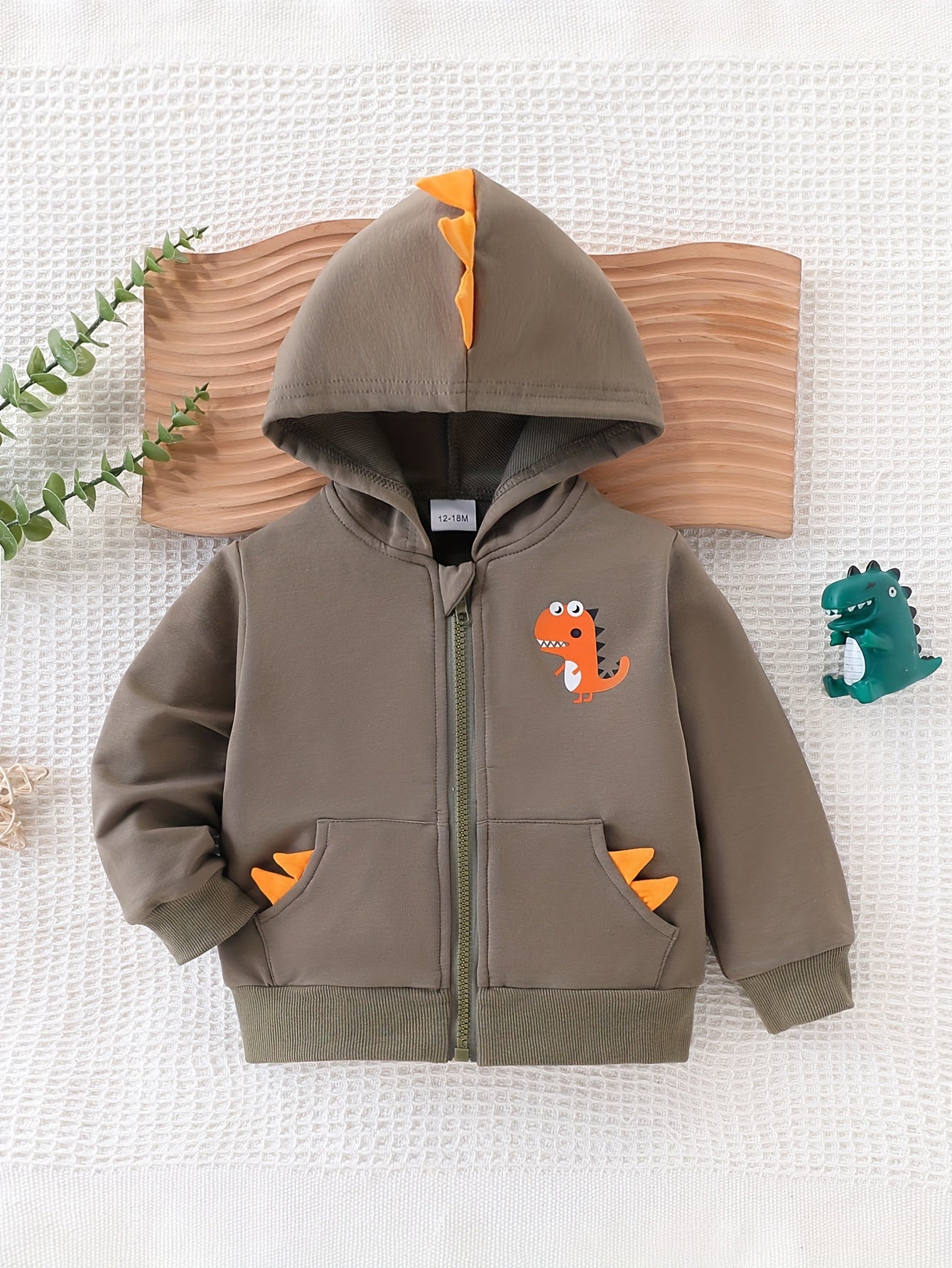 Casaco de Moletom com Capuz e Zíper de Manga Longa para Meninos, Estampa de Dinossauro, Estilo Universitário Estiloso e Versátil, Outono/Inverno, Roupas Infantis,Moda de Outono,Conjunto Casual para Meninos,Material Macio,Costura de Qualidade,Roupas Infantis Unissex,Jaqueta com Zíper