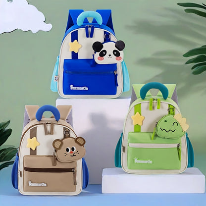 Mochila de Desenho Animado de Panda Fofa para Jovens - Alças Ajustáveis Leves, Forro Durável de Poliéster, Lavável à Mão, Perfeita para Escola e Aventuras ao Ar Livre, Bolsa Infantil para Atividades Externas | Design Divertido para Jovens | Alças Ajustáveis para Jovens