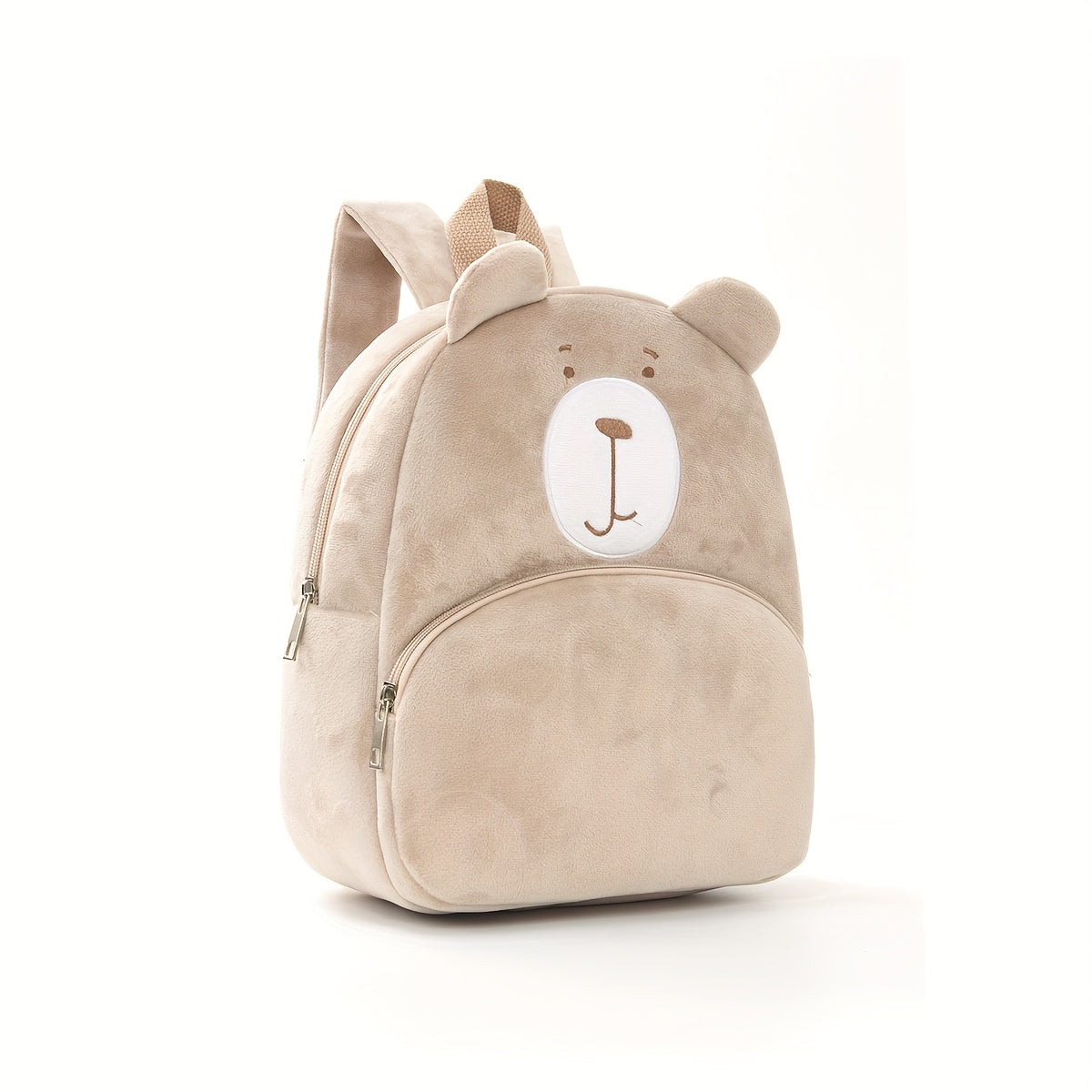 Mochila Fashion Bordada com Cara de Urso de Peluche | Macia, Fecho de Zíper, Alça Ajustável, Bolso Utilitário, Ideal para Uso Diário, Viagens e Presentes