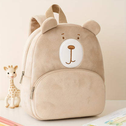 Mochila Fashion Bordada com Cara de Urso de Peluche | Macia, Fecho de Zíper, Alça Ajustável, Bolso Utilitário, Ideal para Uso Diário, Viagens e Presentes
