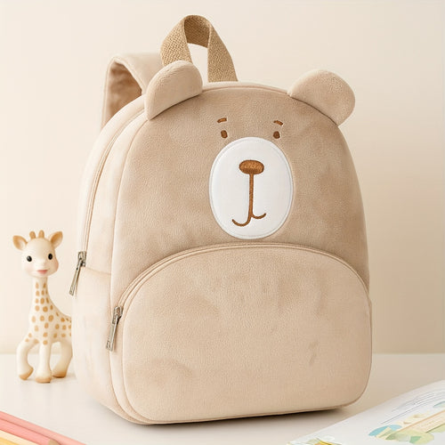 Mochila Fashion Bordada com Cara de Urso de Peluche | Macia, Fecho de Zíper, Alça Ajustável, Bolso Utilitário, Ideal para Uso Diário, Viagens e Presentes