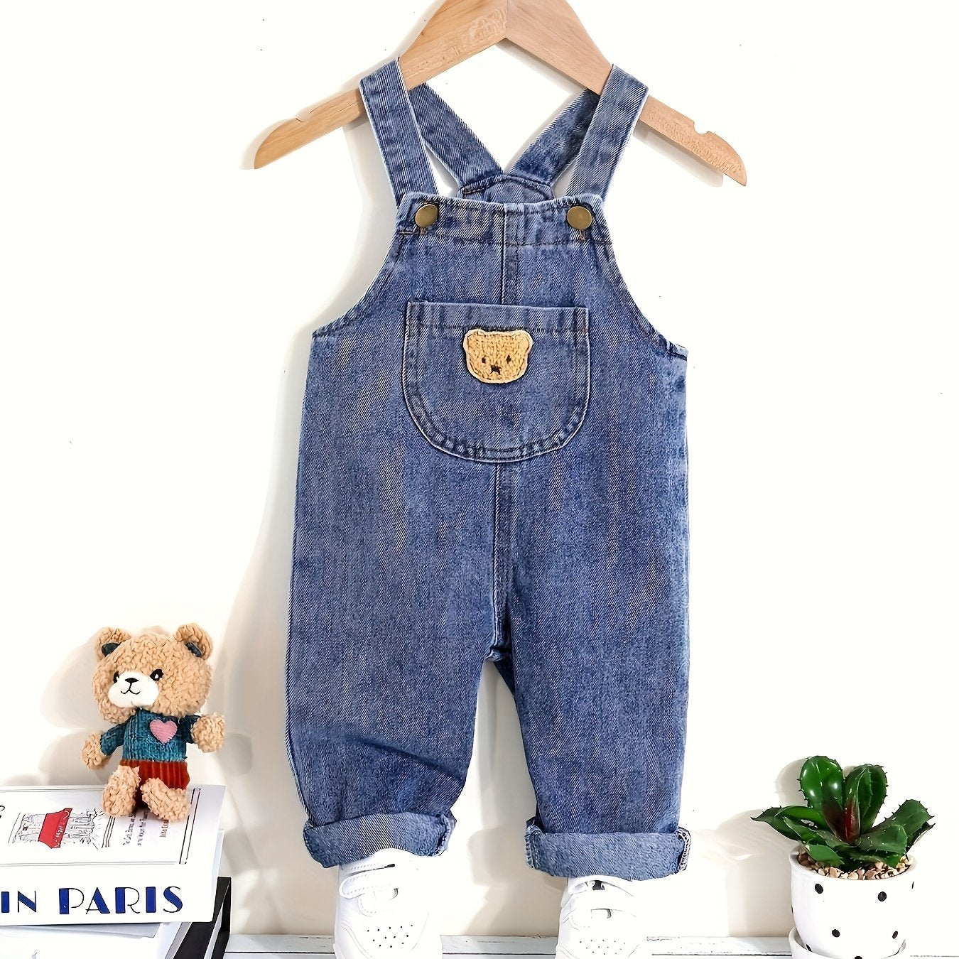 Macacão Jeans Azul  de Urso
