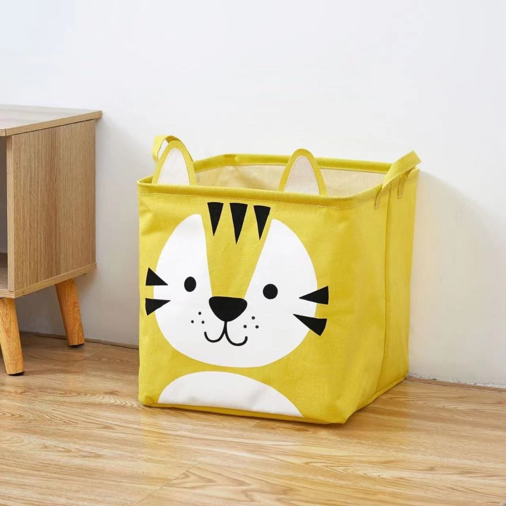 Cesto Quardrado Dobrável Infantil Com Alça Organizador Multiuso Animal Para Calças Roupas Brinquedo