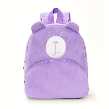 Mochila Fashion Bordada com Cara de Urso de Peluche | Macia, Fecho de Zíper, Alça Ajustável, Bolso Utilitário, Ideal para Uso Diário, Viagens e Presentes