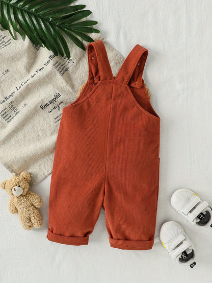 Macacão de Veludo Cotelê com Bolso de Urso e Alças Peludas - Macacão Quente de Inverno, Roupa de Veludo Lavável na Máquina (Design de Ursinho) - Confortável e Durável, Perfeito para Uso ao Ar Livre