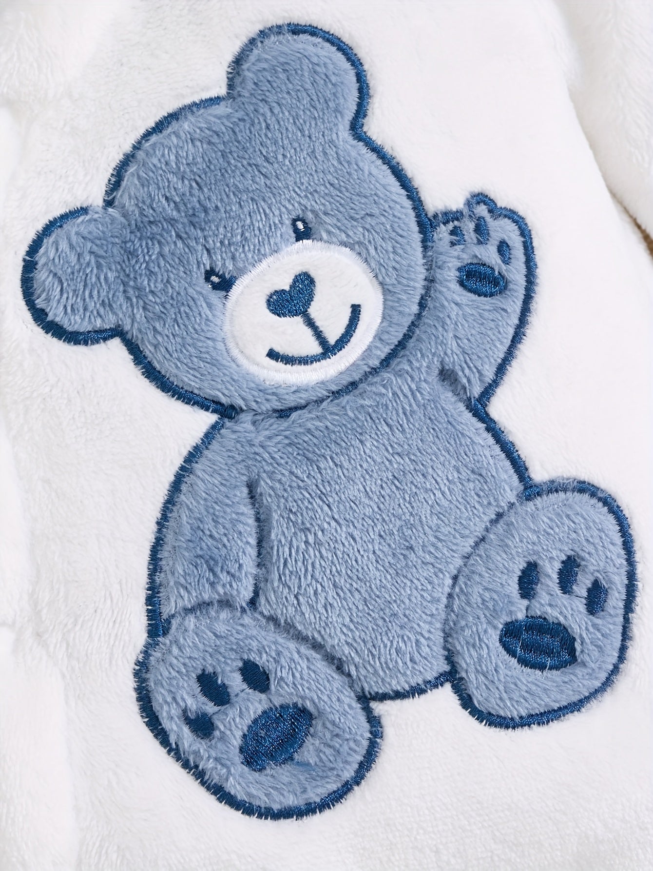 Macacão de Inverno Quente com Capuz para Meninos com Bordado de Urso de Desenho Animado - Macacão de Manga Comprida Espesso, Frente com Botões, Tecido de Pelúcia Macio, Perfeito para Brincadeiras ao Ar Livre de Outono/Inverno, Roupa de Bebé Menino, Roupa de Bebé Aconchegante, Roupa de Bebé Divertida, Botões de Pressão Duráveis