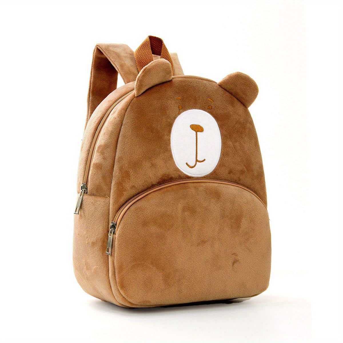 Mochila Fashion Bordada com Cara de Urso de Peluche | Macia, Fecho de Zíper, Alça Ajustável, Bolso Utilitário, Ideal para Uso Diário, Viagens e Presentes