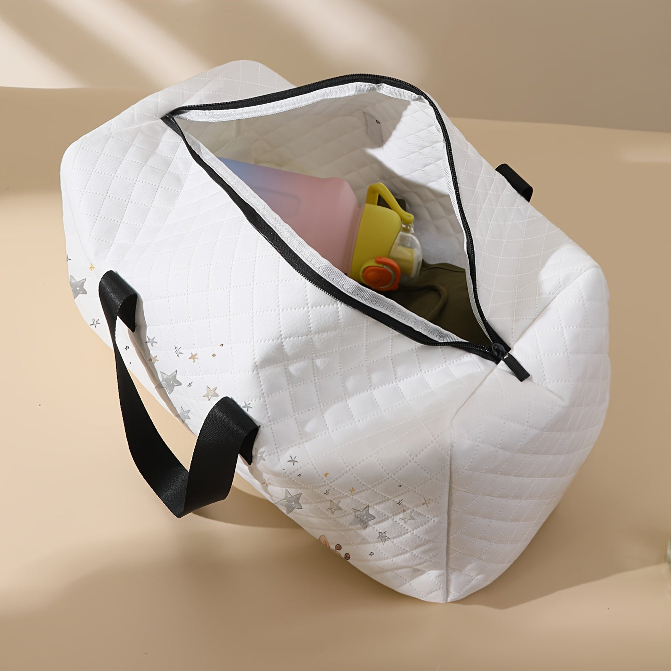 Bolsa de Viagem Elegante com Estampa de Animais de Desenho Animado - Espaçosa & Leve com Compartimento para Sapatos, Perfeita para Viagens de Uma Noite, Yoga & Fitness