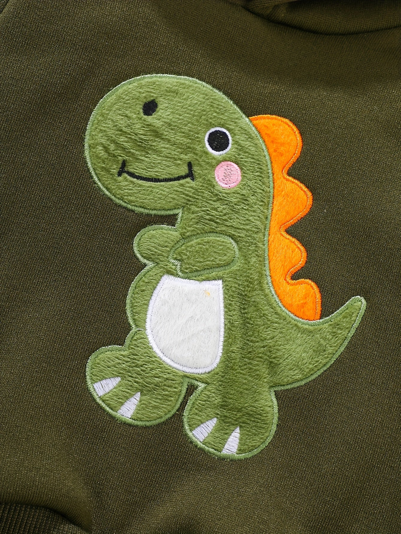 Conjunto de moletom com capuz e calça para bebê menino, tema dinossauro outono/inverno - detalhes em dentes e chifres. Ideal para uso ao ar livre nesta estação, Vestuário de Inverno para Exterior,Conjunto para Clima Frio,Conjunto de Moletom Dinossauro,Estampa de Animais Fofos,Detalhes dos Dentes de Dinossauro,Jovens Fãs de Dinossauros