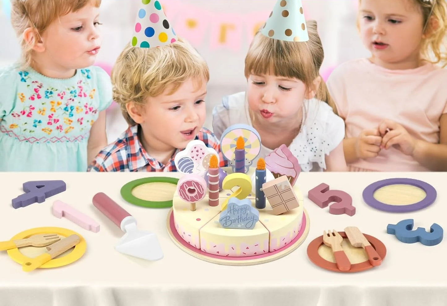 Toosly crianças de madeira brinquedos de cozinha simulação bolo de aniversário brinquedo fingir jogar corte jogo de comida crianças role play brinquedo presentes para menino menina