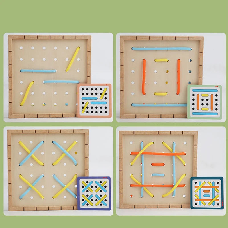 Toosly jogo de corda elástica e corda de rosqueamento 2 em 1 com cartas, brinquedo de desenvolvimento de pensamento lógico, auxiliares de ensino de treinamento de concentração