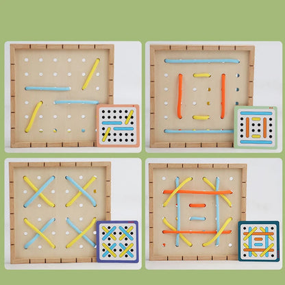 Toosly jogo de corda elástica e corda de rosqueamento 2 em 1 com cartas, brinquedo de desenvolvimento de pensamento lógico, auxiliares de ensino de treinamento de concentração