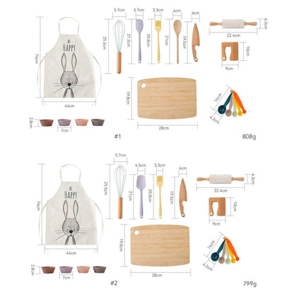 Conjunto de Utensílios de Cozinha de Madeira Toosly – brinquedo educativo Montessori para crianças, com acessórios de corte e brincar de casinha.