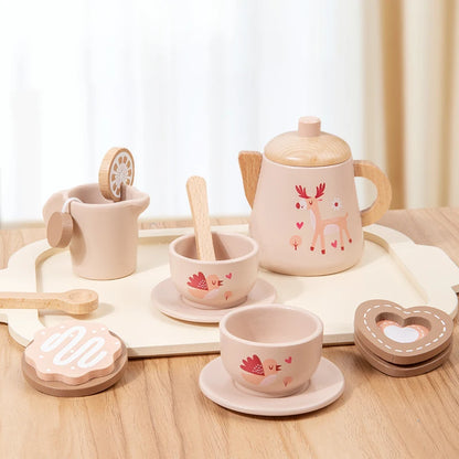 Toosly chá da Tarde Simulação De Madeira Infantil, Louça De Bule De Sobremesa, Chá De Cozinha, Baby Puzzle Play Toy