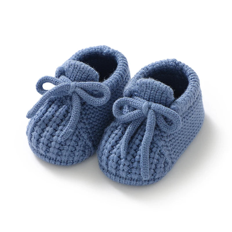 Toosly sapatos infantis de malha para bebês, calçados para meninos e meninas, botas rasas sólidas e rasas, acessórios de roupas feitos à mão para crianças de 0 a 18 meses