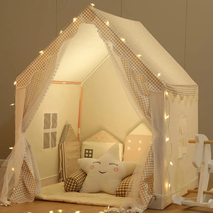 Toosly cabana crianças brincar tenda com luzes estrela meninos meninas princesa brinquedos pequena casa ao ar livre criança playhouse castelo cubby criança jogar casa