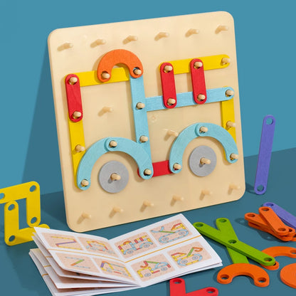 Toosly crianças brinquedos de madeira placa criativa placa de unhas conjunto coluna geométrica construção quebra-cabeça geométrico pegboard montessori sensorial