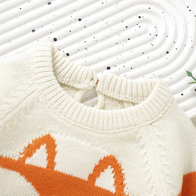 Toosly suéteres de bebê de malha roupas de criança recém-nascida moda listrado bonito raposa topos outerwear infantil meninas meninos pulôver manga longa outono