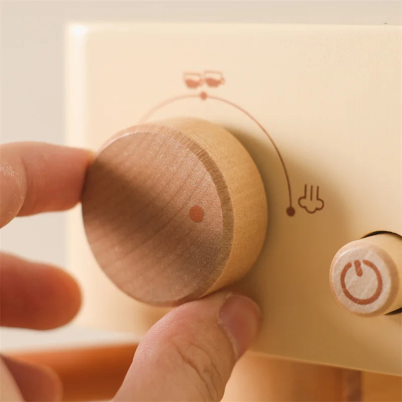 Toosly conjunto de brinquedos para máquina de café de bebê, suprimentos de cozinha de madeira, modelo de máquina de café para crianças, simulação de bolo de café, brinquedos de simulação com 10 peças