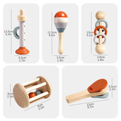 Toosly instrumentos musicais do bebê 5 pçs chocalho sensorial brinquedos educativos precoces brinquedos musicais do bebê montessori brinquedos presentes de aniversário para crianças