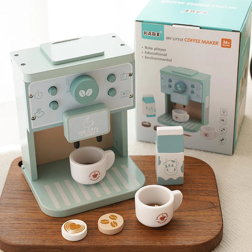 Toosly conjunto de brinquedos de cozinha para crianças, cafeteira de madeira, simulação de biscoito, brinquedos educativos, presentes para meninas e meninos