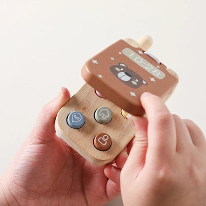 Toosly montessori brinquedos do bebê dos desenhos animados flip telefone celular com espelho crianças dedos imprensa e os sentidos tocar o brinquedo chave móvel aprendizagem