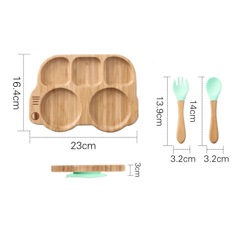Toosly conjunto silicone bebê placa colher garfo conjuntos crianças alimentação conjunto de utensílios de mesa bpa livre de madeira produto comestível prato de jantar coisas do bebê